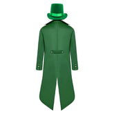 Steampunk Retro St. Patrick's Day Steam Retro Green Coat Hat Set Cosplay Costume Outfits Halloween Carnival Suit